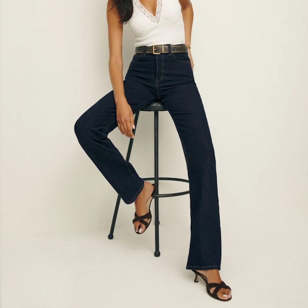 Reformation Cynthia High Rise Straight Long Jeans